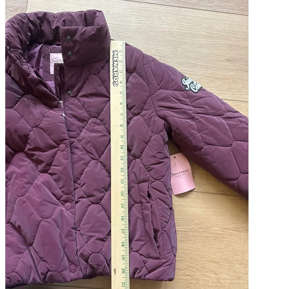 Juicy Couture Kids Purple Quilted Puffer Jacket Coat Girls Size Large 14‎ NWT